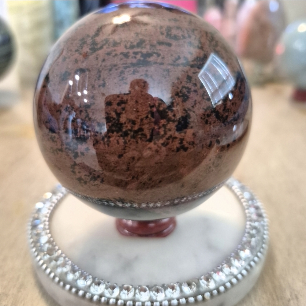 Natural Mahogany Obsidian Crystal Orb Sphere New #5 - Picture 7 of 10